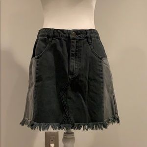 Black denim skirt